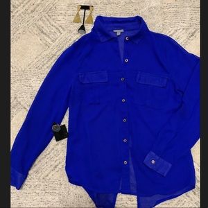 Royal Blue Sheer Blouse
